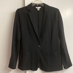 Black knit blazer, single button from Christopher and banks. Size XL
